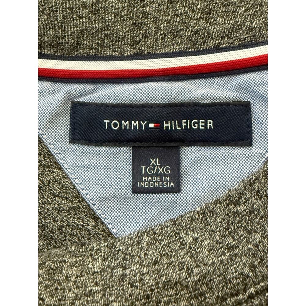 Tommy Hilfiger Men’s Gray Textured Tee Shirt XL Short Sleeve Logo Cotton - Picture 8 of 9